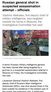 Russian Military Intelligence Official Vladimir Alekseev Shot in Moscow in Suspected Assassination Attempt